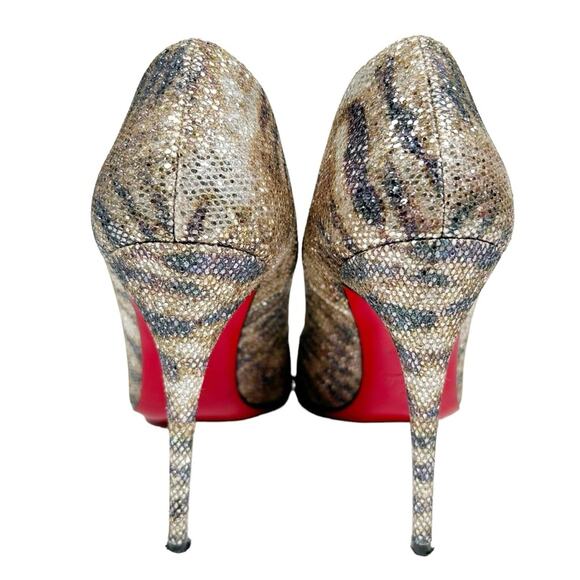 CHRISTIAN LOUBOUTIN Pigalle Follies Tiger Print Glitter Gold Platine - Picture 4 of 13